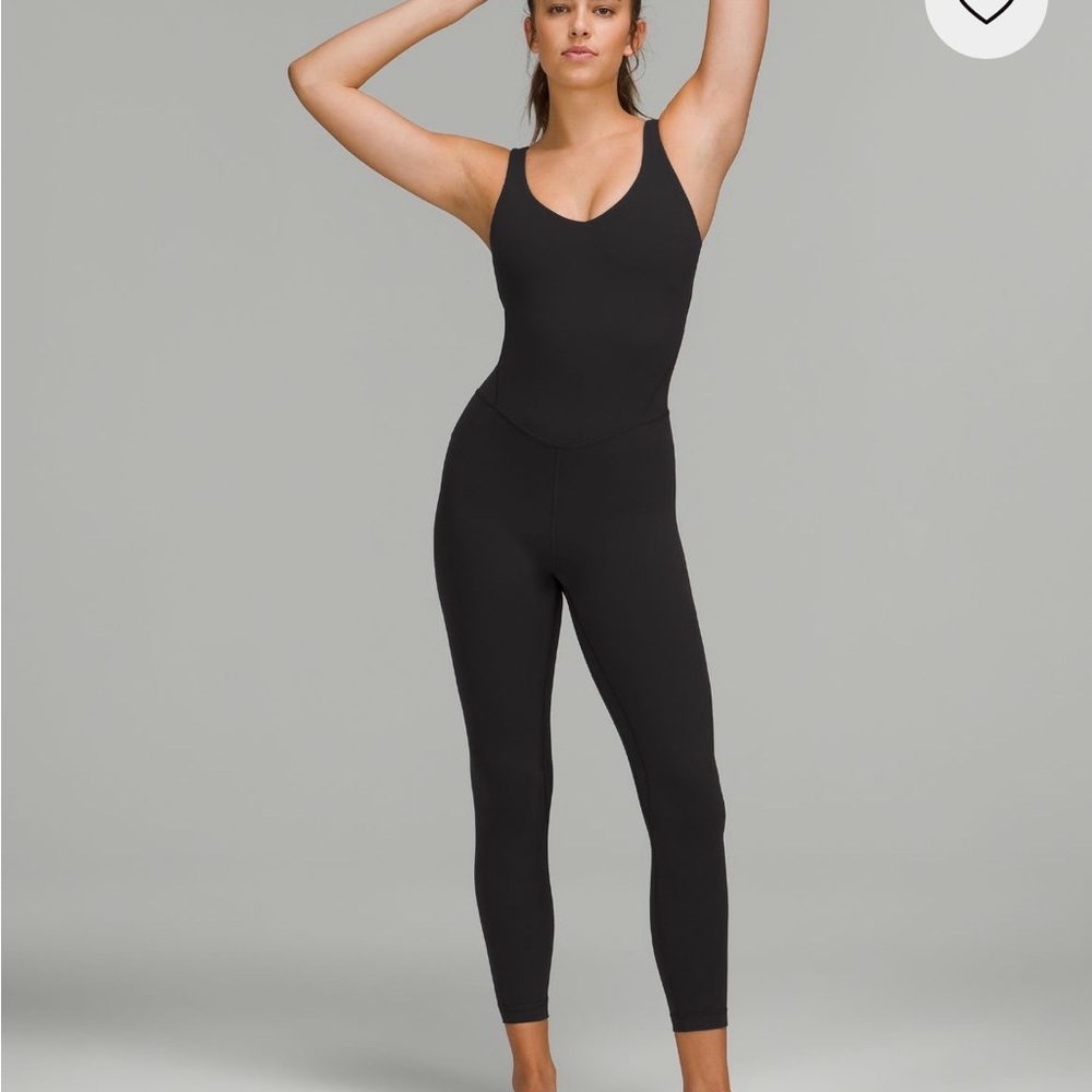 Lululemon Align Bodysuit 25" Black Nulu Yoga Jumpsuit One Piece Size 2